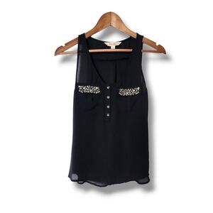 Decree Sheer Studded Hi/Low Sleeveless Blouse | Small